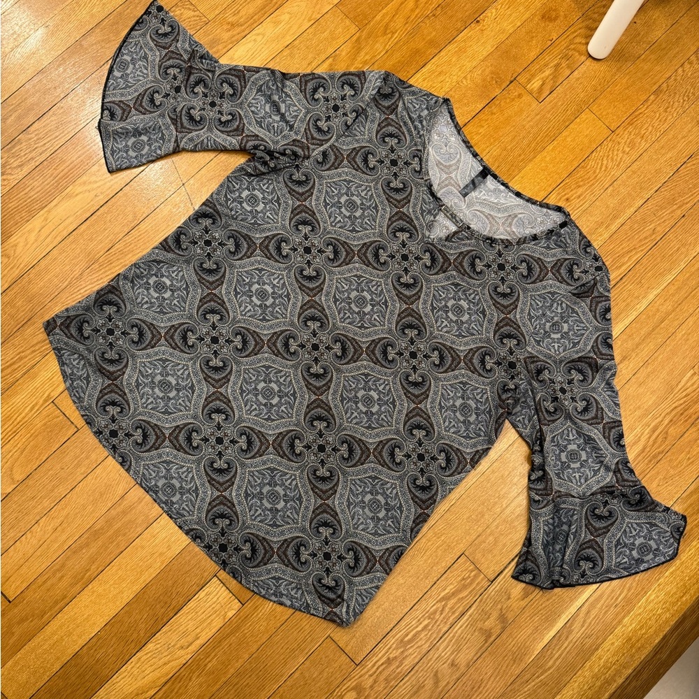 Ashley Blue - Black and Gray Patterned Blouse <BOGO> - Picture 3 of 5